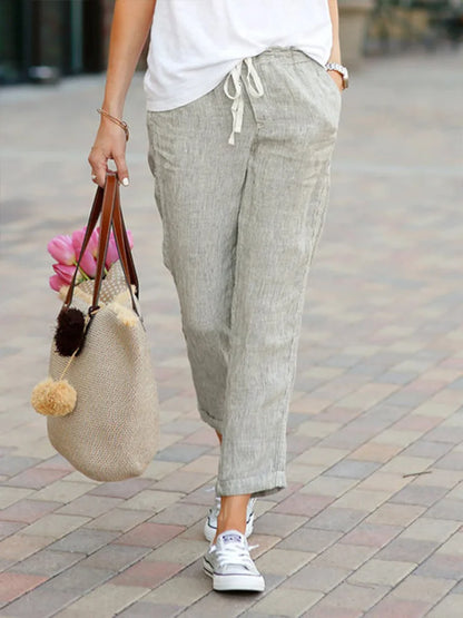 Elegant Drawstring Cropped Pants