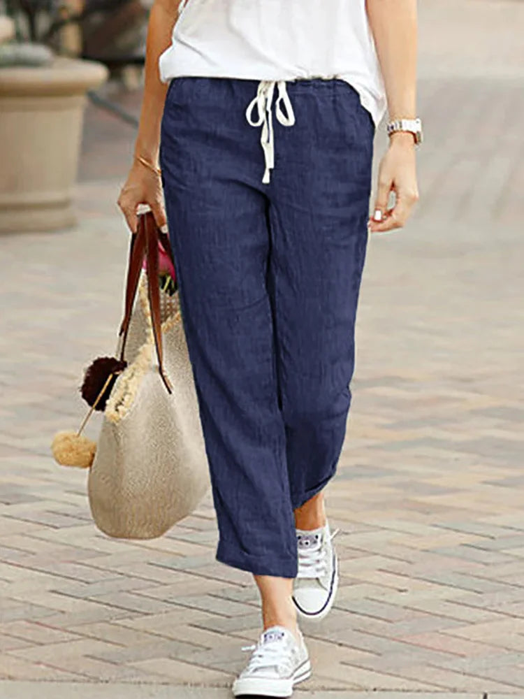 Elegant Drawstring Cropped Pants