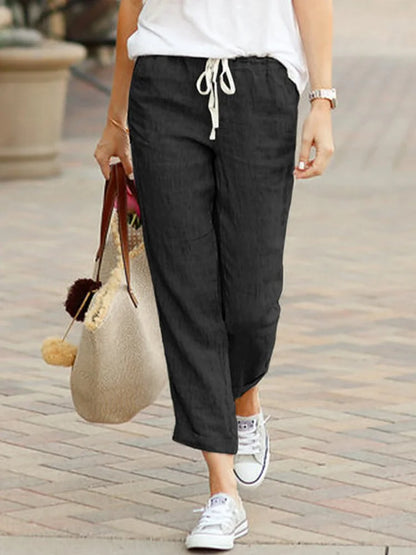 Elegant Drawstring Cropped Pants