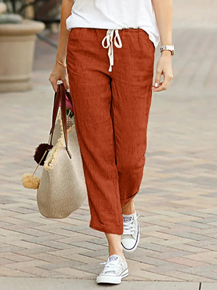 Elegant Drawstring Cropped Pants