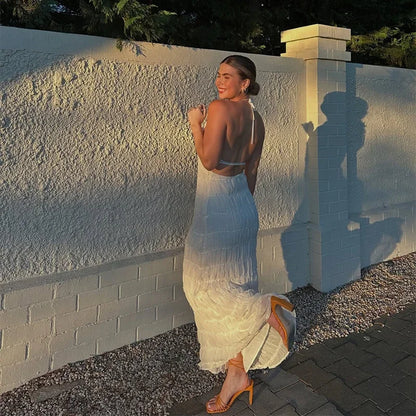 Elegant Halter Backless Maxi Dress