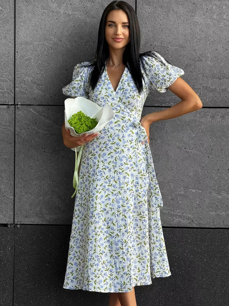 Women's Elegant Cotton A-Line Midi Dress