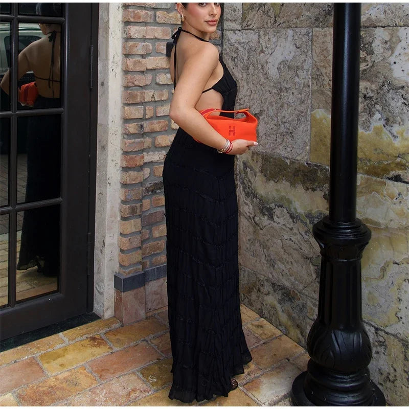 Elegant Halter Backless Maxi Dress