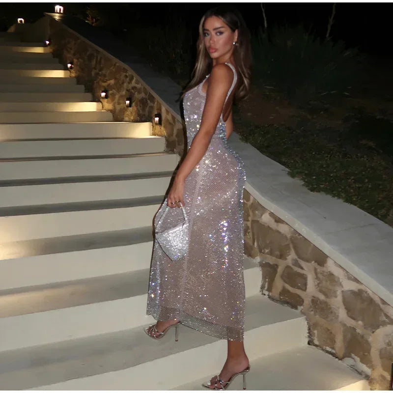 Elegant Sequin Glitter Maxi Dress – A Show-Stopping Party Gown