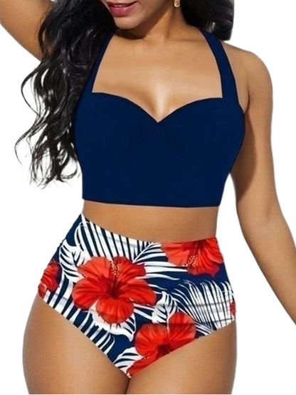 Women's Push-Up Bikini Set – High Waist & Floral Print