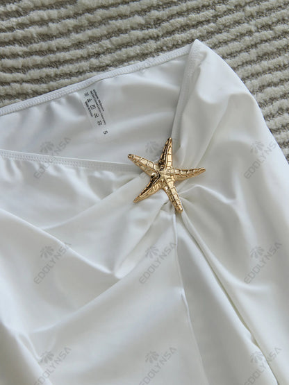 2-Piece Starfish Bikini Set with High Split Skirt Cover-Up