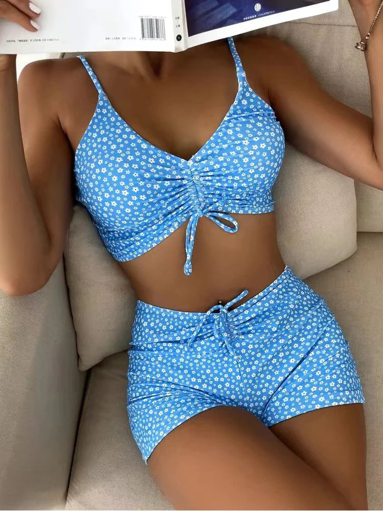 Women's High Waist Floral Bikini