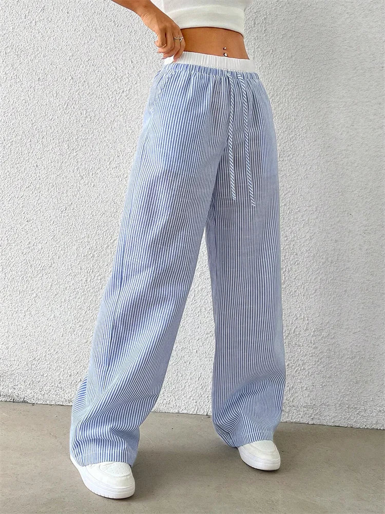 Women's Casual Striped Wide-Leg Pants