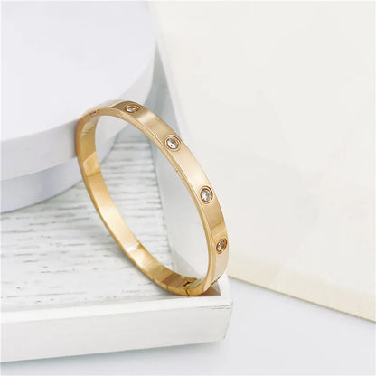 Gold Zircon & Cross Nut Nail Bracelet