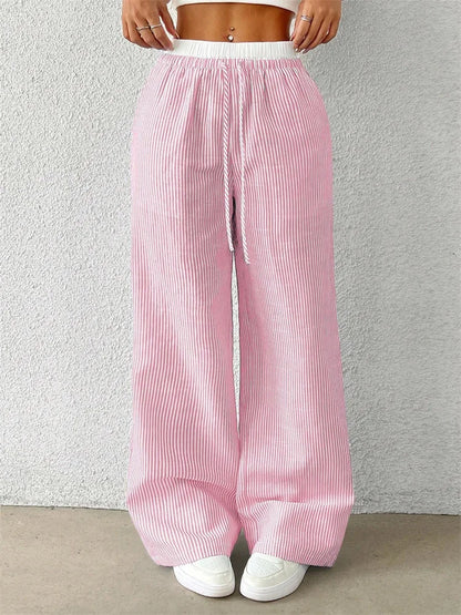 Women's Casual Striped Wide-Leg Pants