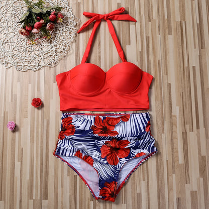 Women's Push-Up Bikini Set – High Waist & Floral Print