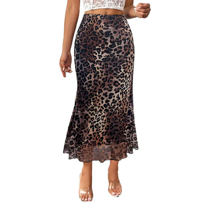 Elegant High-Waisted Leopard Print A-Line Skirt