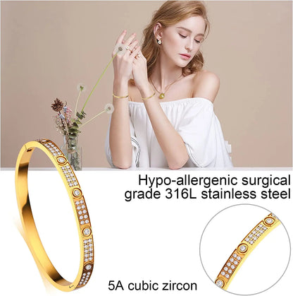 Gold Zircon & Cross Nut Nail Bracelet