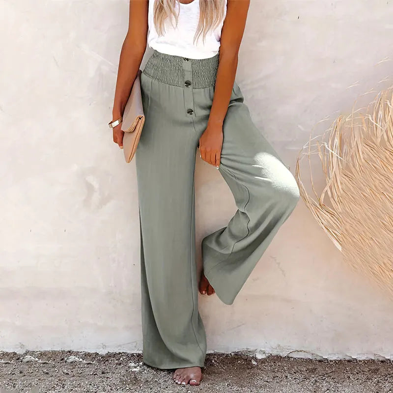 Summer Cotton Linen Wide-Leg Pants