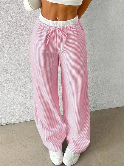 Women's Casual Striped Wide-Leg Pants